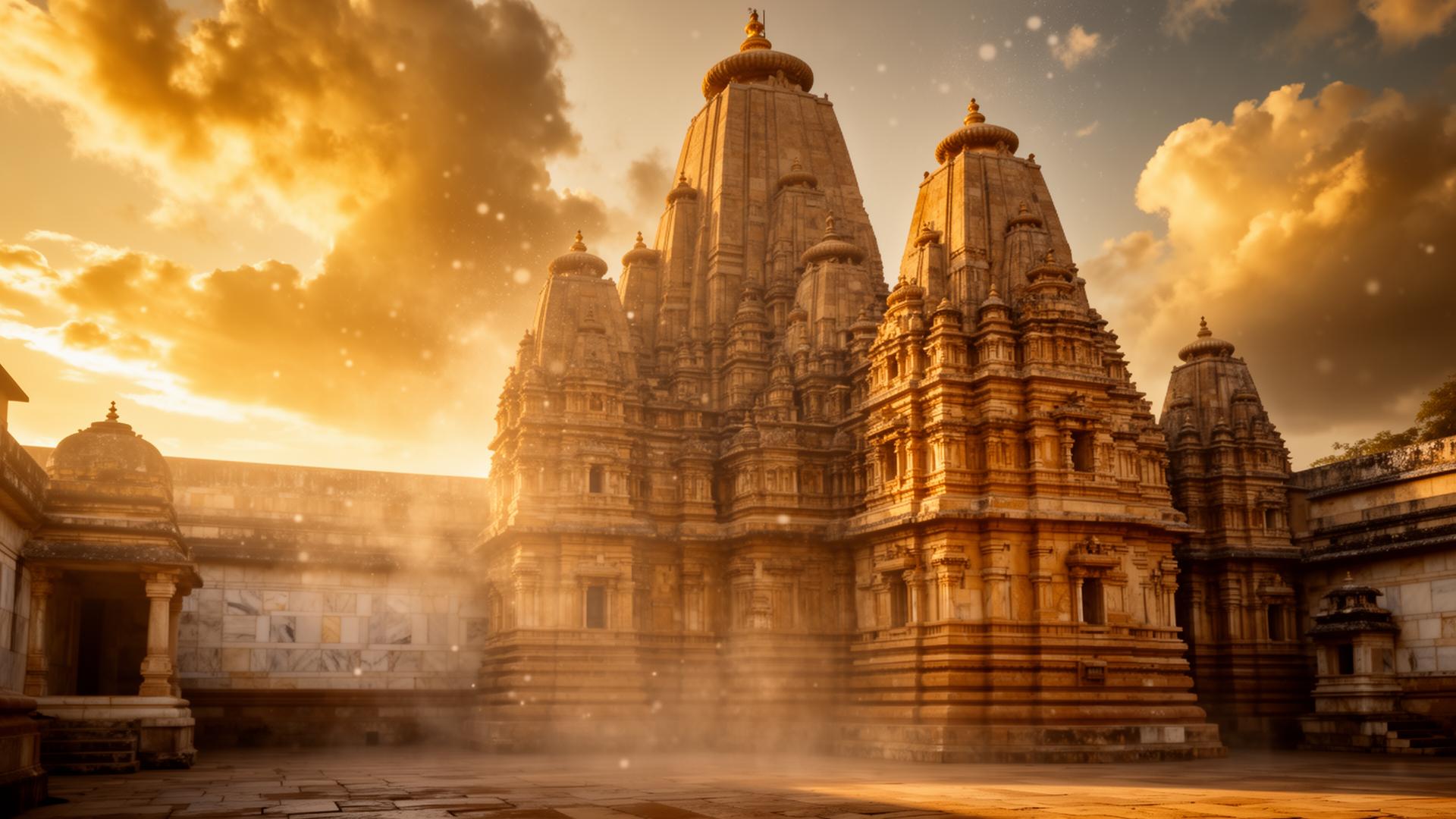 Sacred temple at sunrise